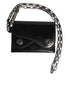 Dolce & Gabbana Black Cavallo Leather Wallet Chain Snap Bifold Card Holder